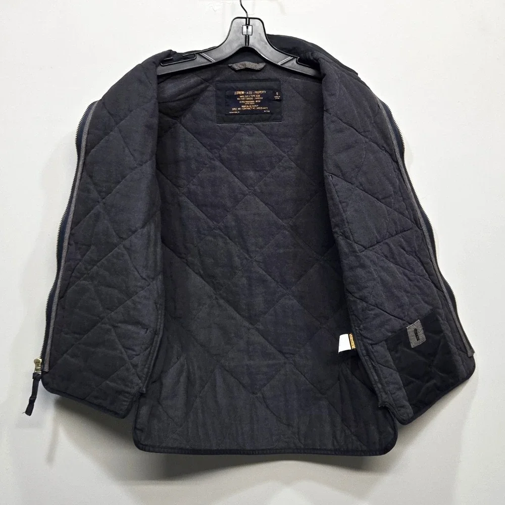 J.Crew Quilted Vest Men's Small Thermore Navy Military Utility Preppy Full Zip